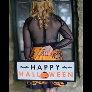1 left! Hanging Happy Halloween Sign with 3D Pumpkin
